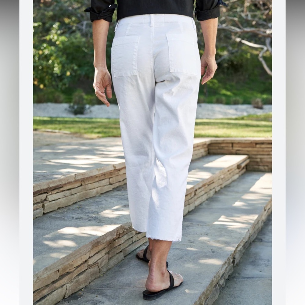 Frank & Eileen Kinsale The Trouser Italian Performance Linen White Size 10 - Picture 5 of 9